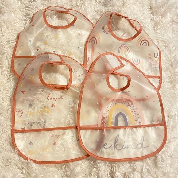 Chickpea Rainbow Plastic Bibs with Pockets (4) - Picture 1 of 4